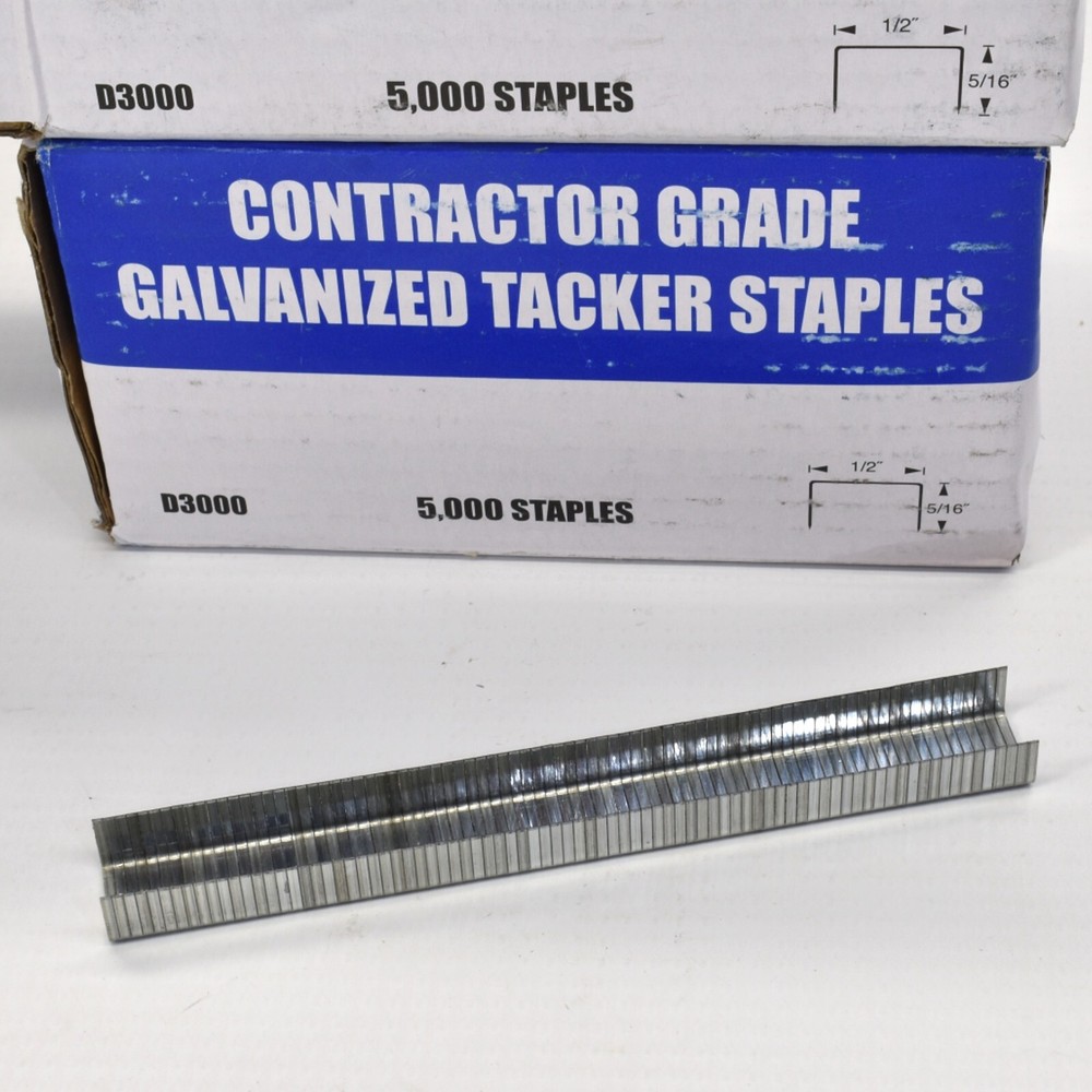 Contractor Grade Galvanized Tacker Staples 2 boxes 10,000 1/2" x 5/16"