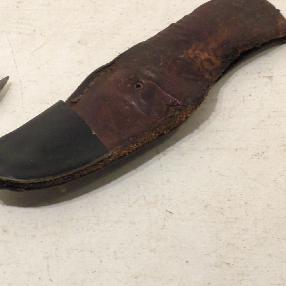Vintage Schrade 152 USA Old Timer Sharpfinger Full Fixed Blade Knife & Sheath