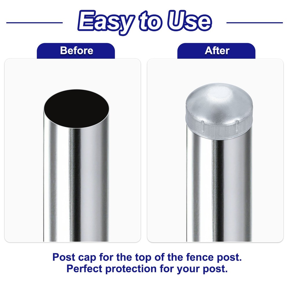 2Pcs Chain Link Fence Post Cap, Dome External Post Caps Fit 2-3/8" OD Pipe