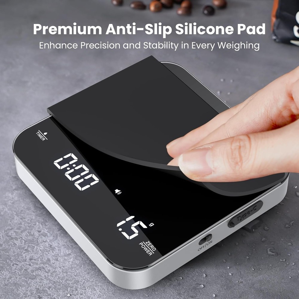 Maestri House Mini Coffee Scale with Timer, USB-C Rechargeable Espresso Scale, 2