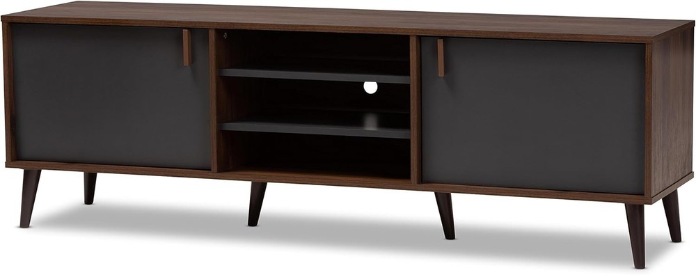 Salubelle Tv Stand, Walnut Brown/Dark Grey