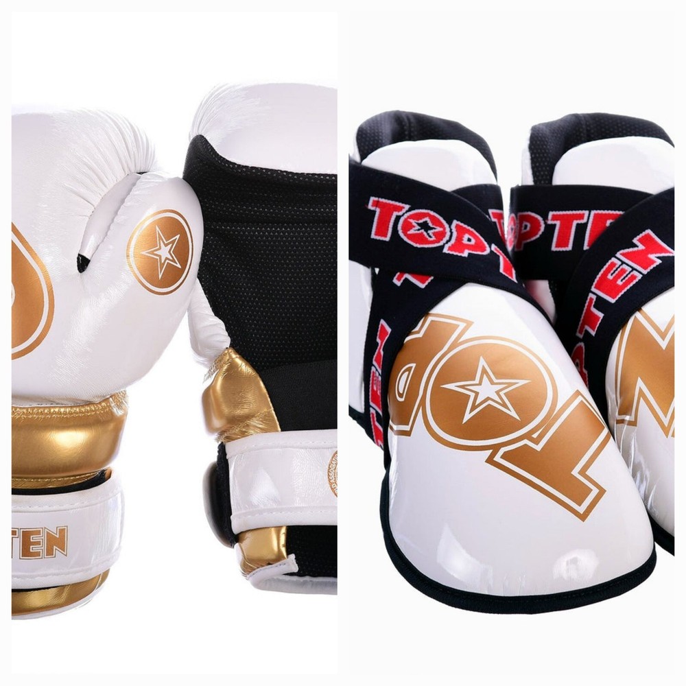 TOPTEN SUPERLIGHT YELLOW White Glove Boot Switch strap KARATE TKD SAFETY SET
