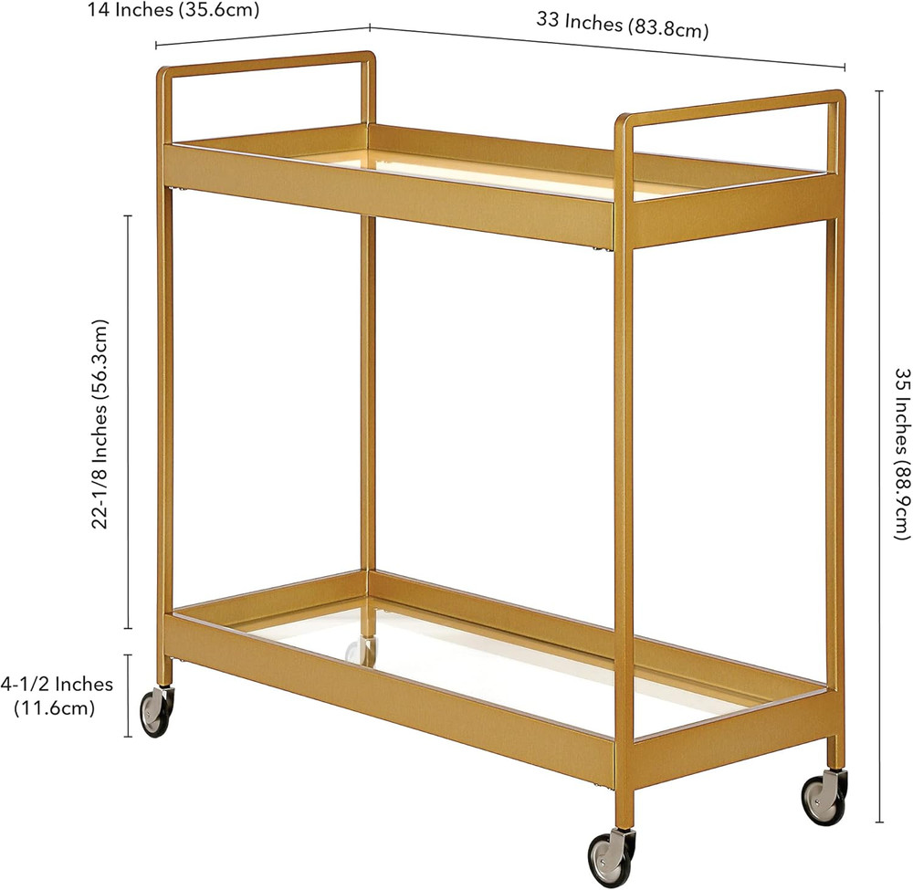 Cooper 33'' Wide Rectangular Bar Cart in Brass