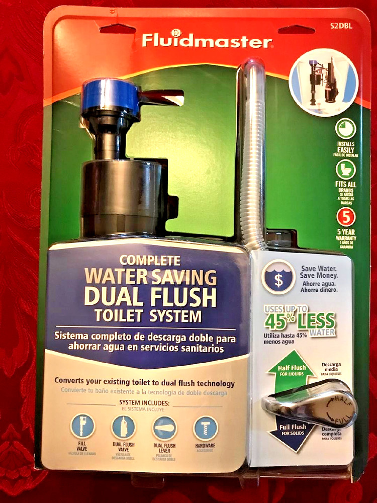 Fluidmaster Water Saving Dual Flush Toilet System / Kit - S2DBL