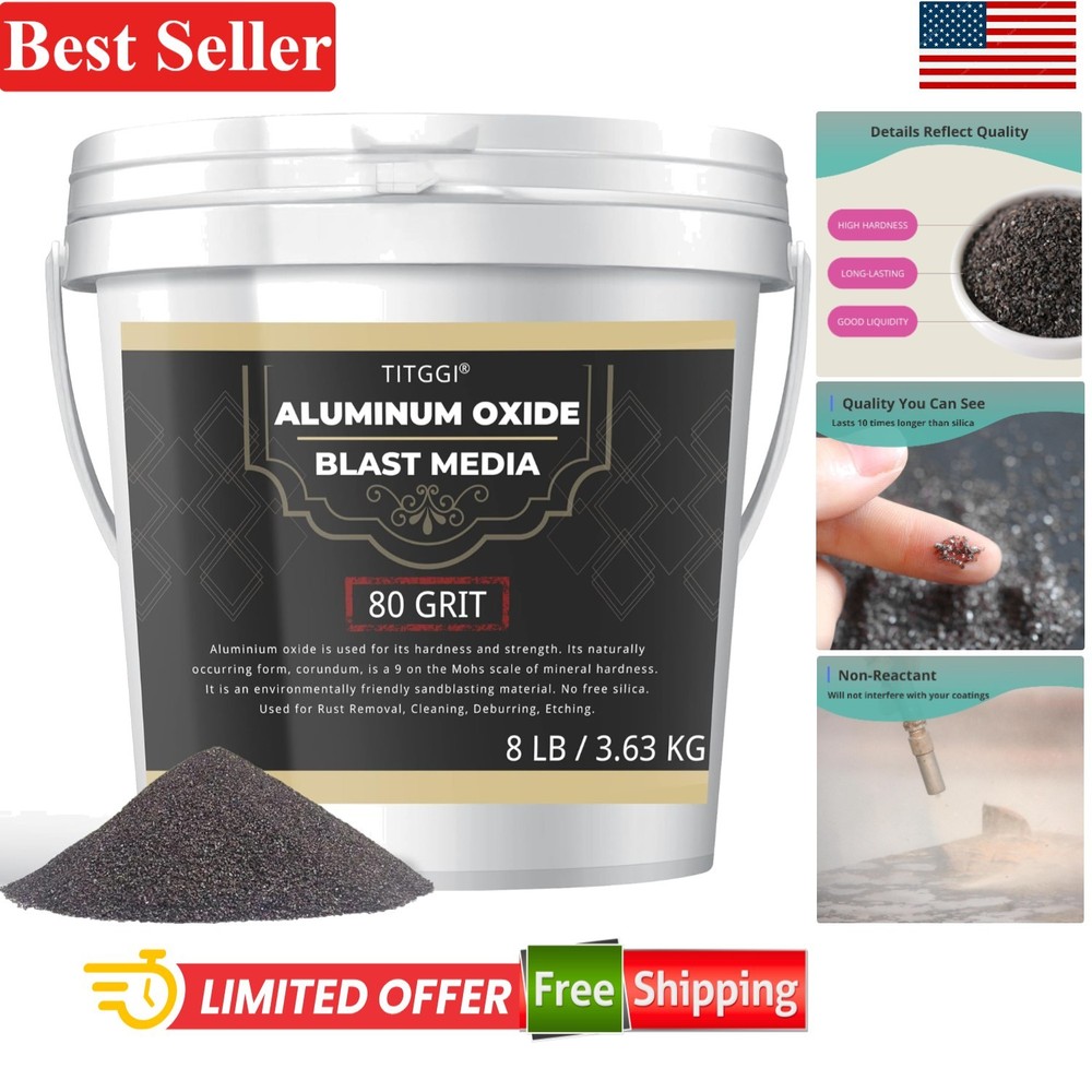 8 LBS Aluminum Oxide Blast Media - Durable 80 Grit Sand for Efficient Blasting