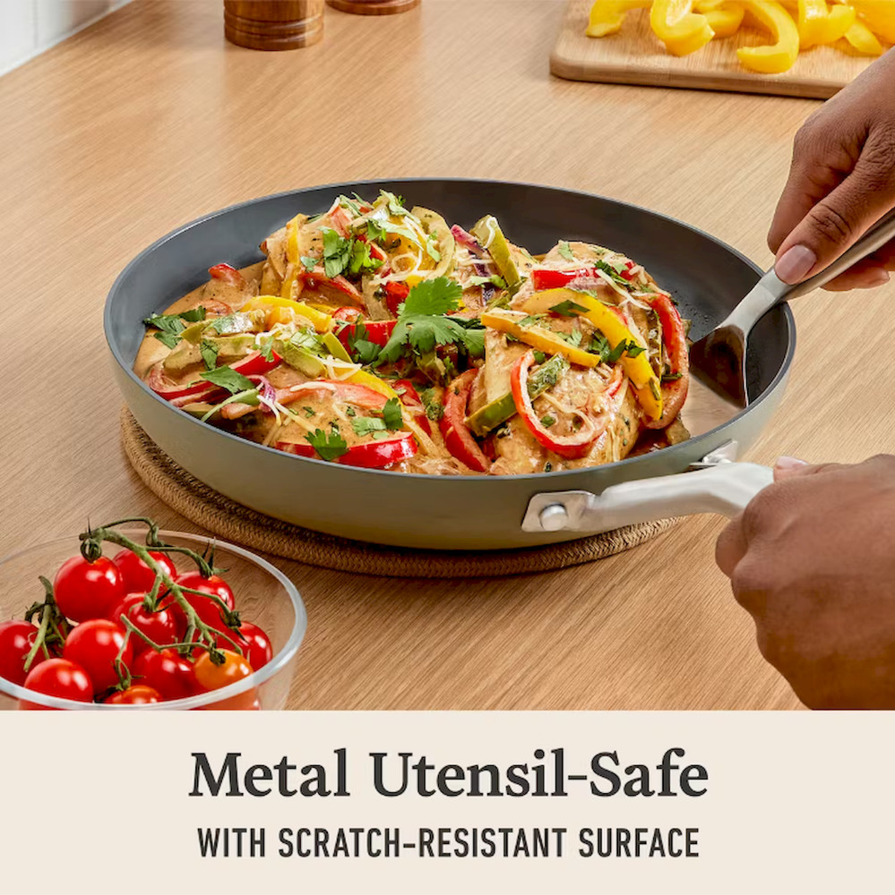 Calphalon Ceramic Nonstick 12-Piece Cookware Set, Silver Ash