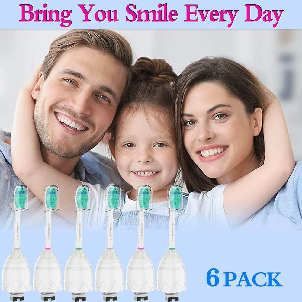 6 Pack Toothbrush Replacement Heads for Philips Sonicare E-Series,