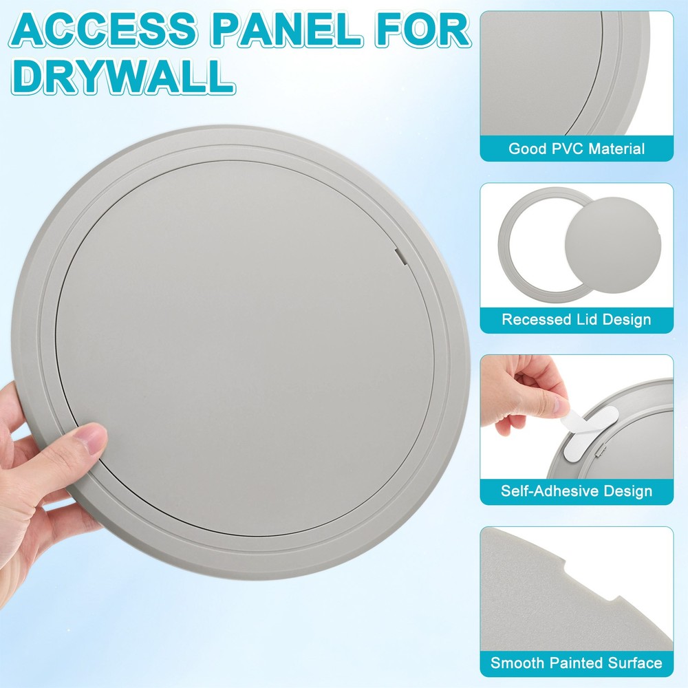 1-Pack Access Panel for Drywall, 8x8 Inch Round Plastic Removable [Gray]