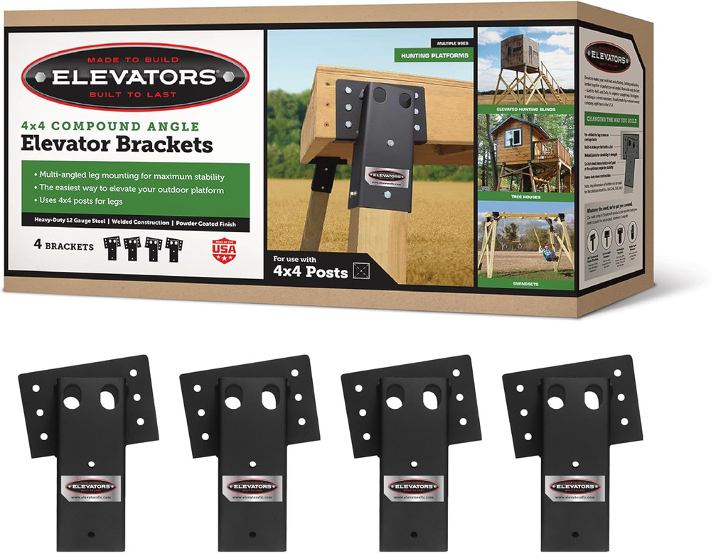 Elevators 4X4 Elevator Brackets, Double Angled Construction-Grade Steel, Ideal f