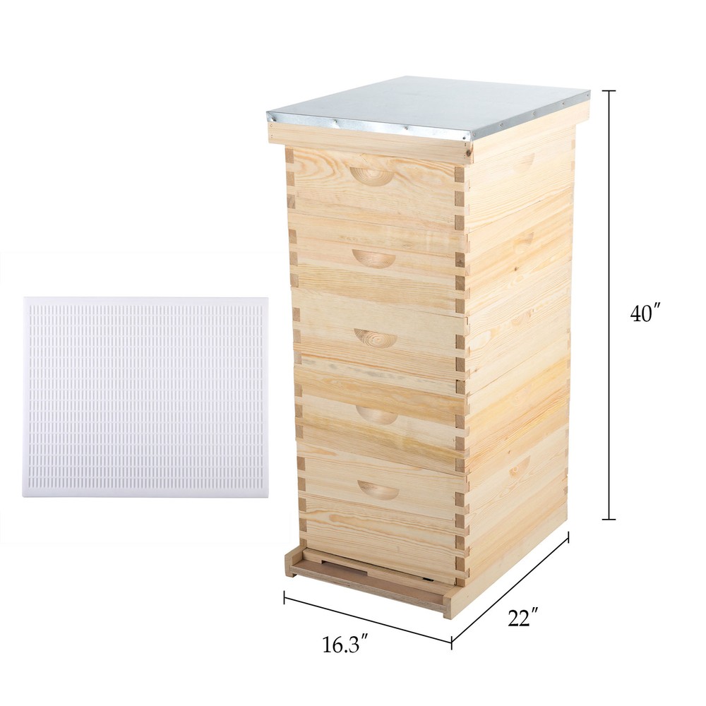 CREWORKS 5-Layer Bee Hive Boxes Starter Kit Langstroth Beehive for Beekeeping