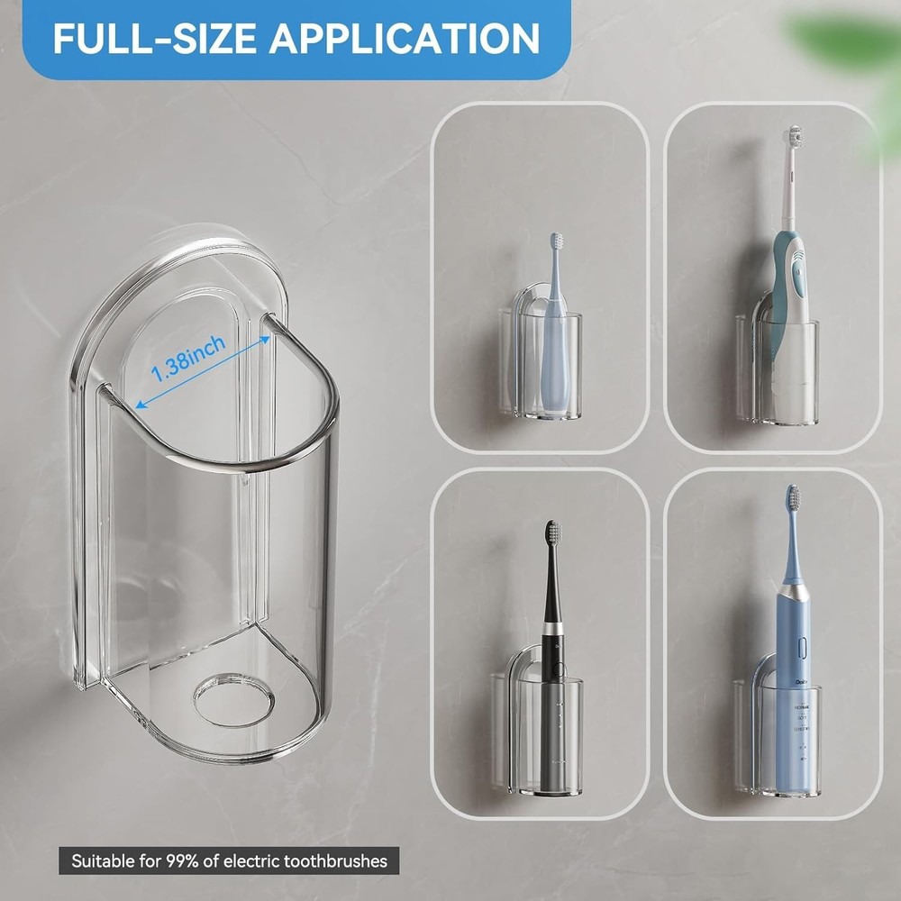 2-Pack Innovative Barrel Wall Mount Toothbrush Holder - Clear Plastic Design