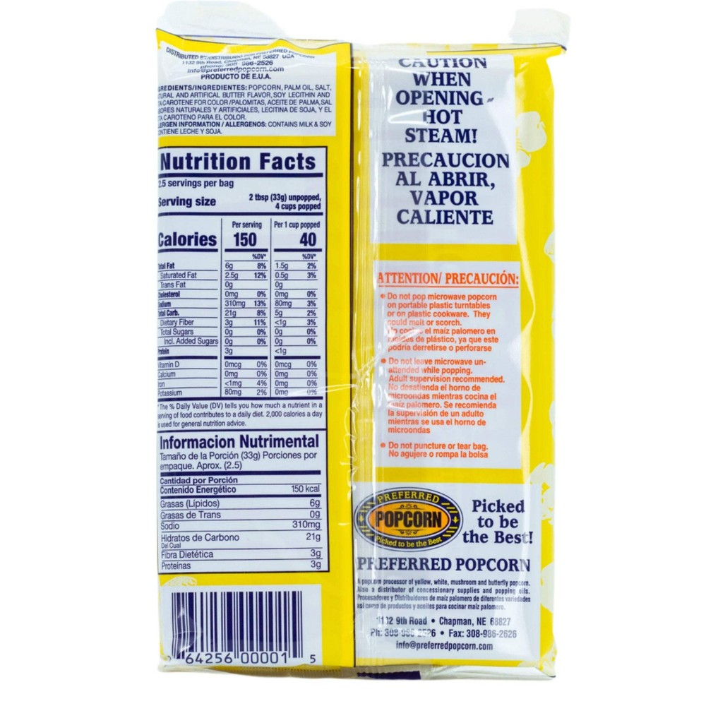 Butter Flavored Microwave Popcorn | 3 oz | Preferred Popcorn