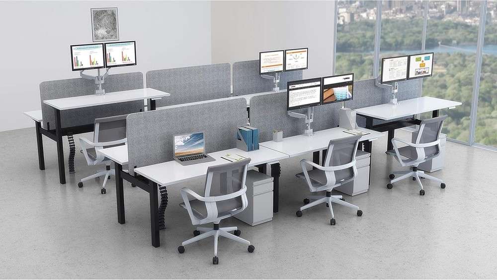 Lorell Acoustic Desktop Privacy Panel for Double Sit-Stand Workstations, Gray