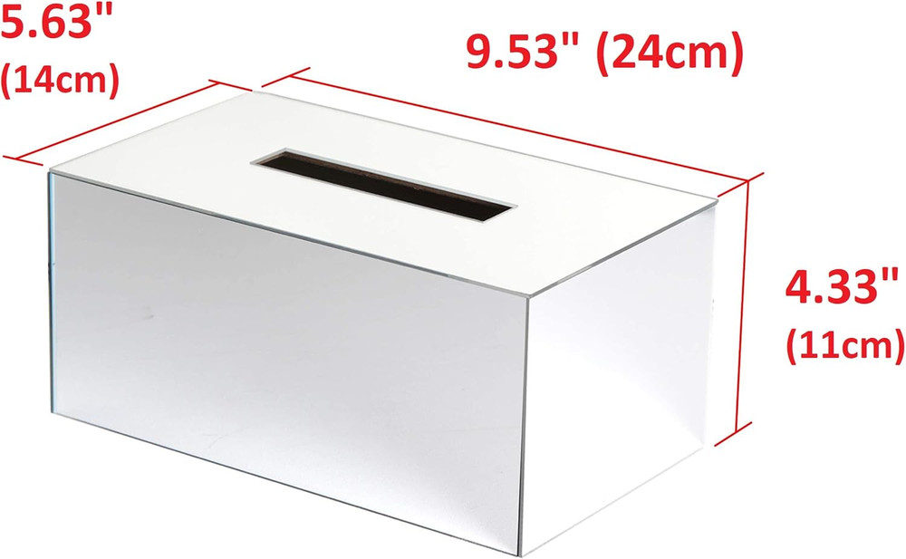 JackCubeDesign Overall Acrylic Mirror Rectangle Tissue Box Holder Case Storage
