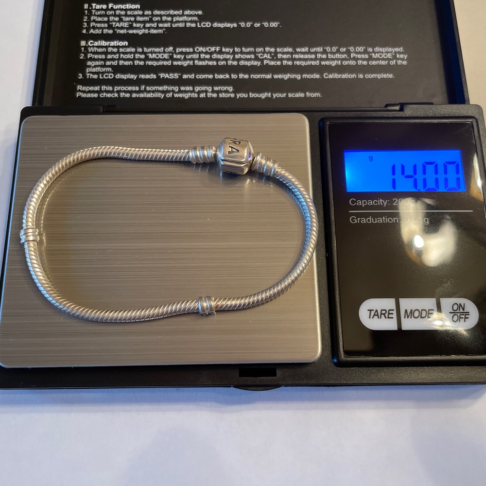 AUTHENTIC CLASSIC STARTER PANDORA STERLING SILVER SNAP CLASP BRACELET 7.5"