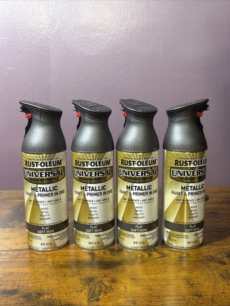 4 X Rust-Oleum  ~ Metallic Flat Soft Iron Spray Paint 11 oz ea