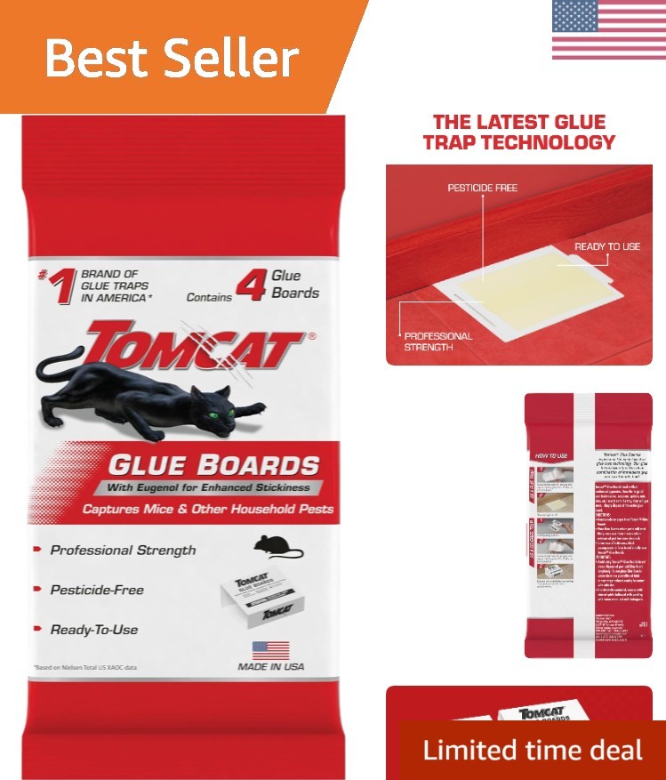 Extra-Large Capture Glue Boards with Eugenol - Mouse & Insect Traps (4 Pack)