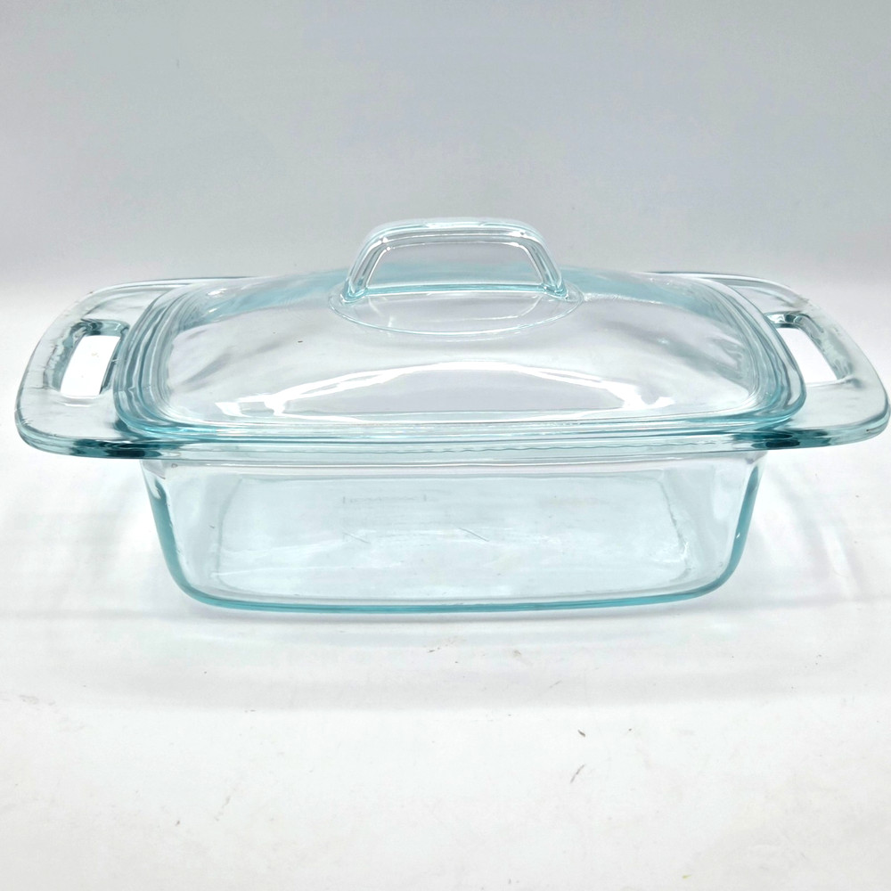Pyrex Easy Grab Handles Clear Blue Glass Rectangular Casserole Dish With Lid