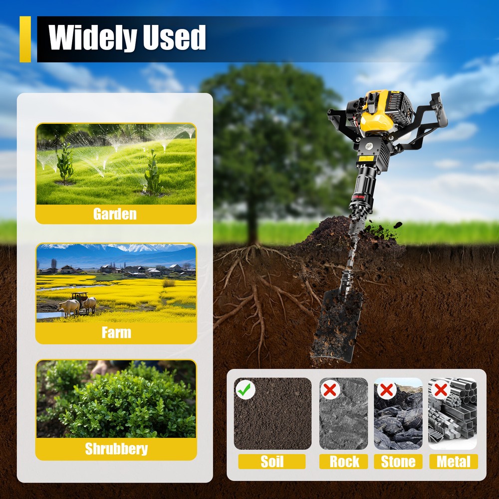 52CC Gas-Powered Excavator Garden Tree Digger Shovel Digging Machine 2 Stroke