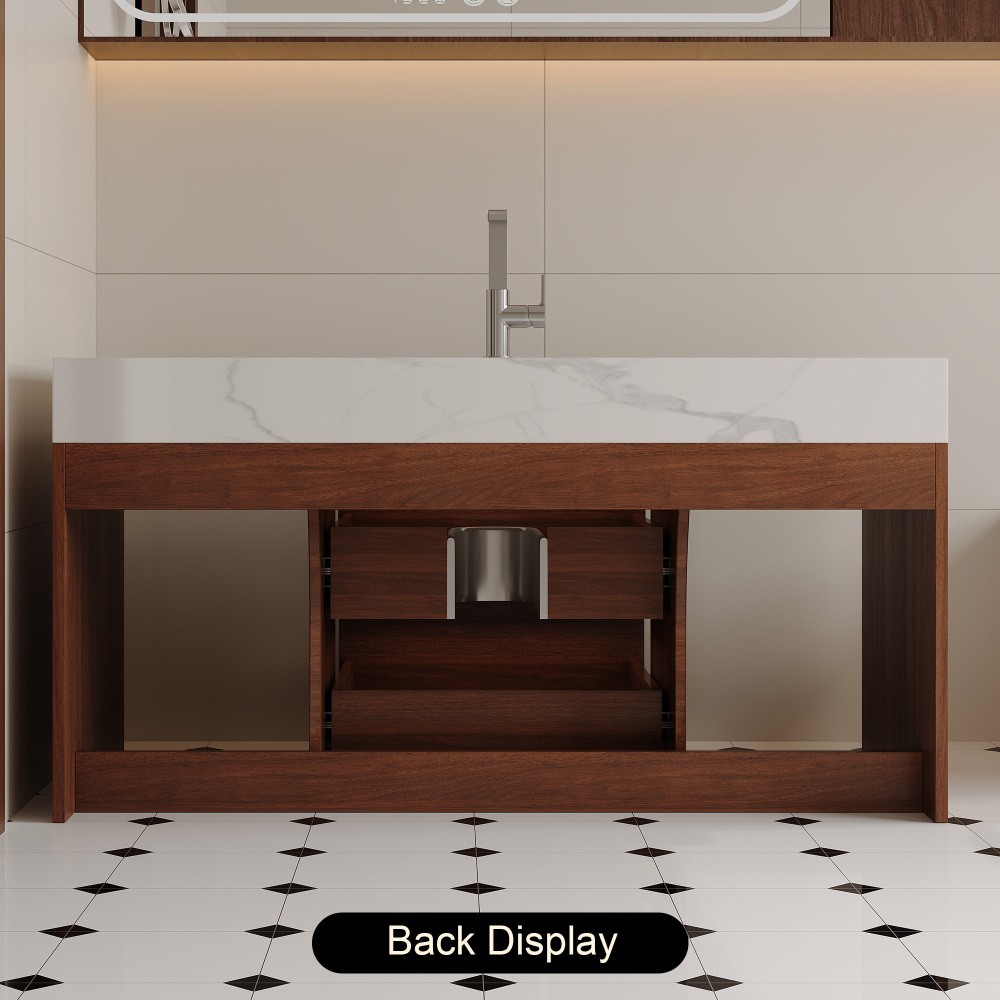 39.4" Floating Bathroom Vanity with Sintered Stone Top & Ceramic Sink