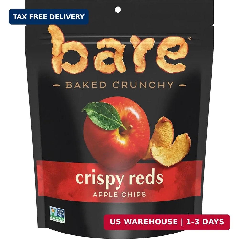 bare Baked Crunchy Apple Chips, Fujis & Reds, 3.4oz Bag