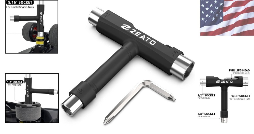 All-in-One Portable Skateboard T Tool - Multi-Functional Maintenance Accessory