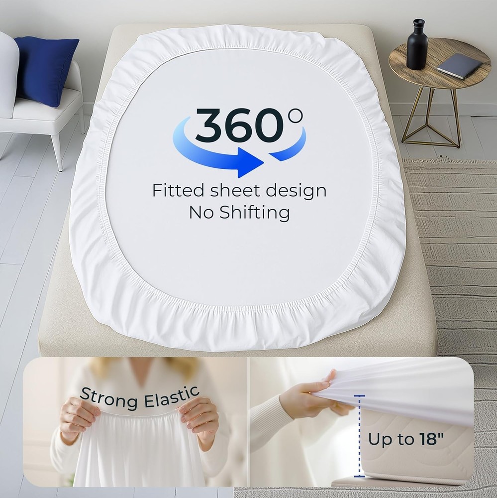 Waterproof Mattress Protector Polyester Jersey Breathable Noiseless Elastic Fit