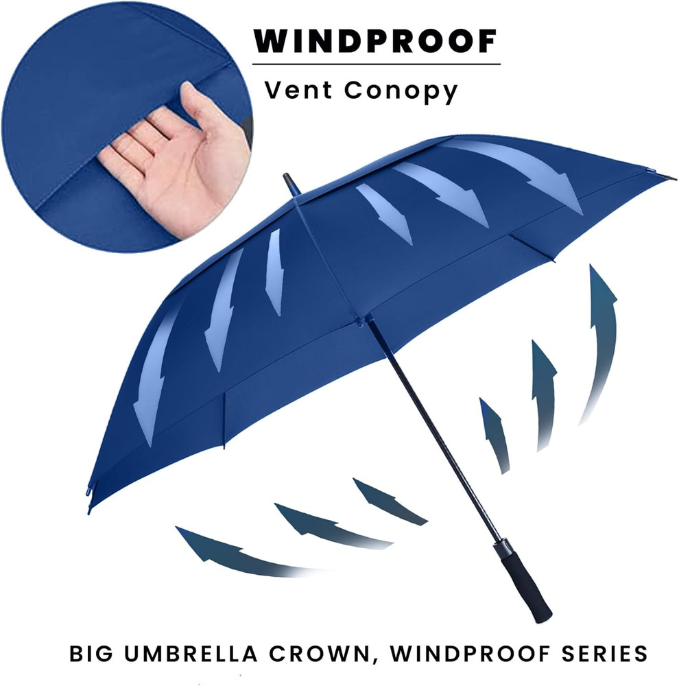 Large 54/62/68/72 Inch Golf Umbrella, Oversize Double Canopy, Automatic Open