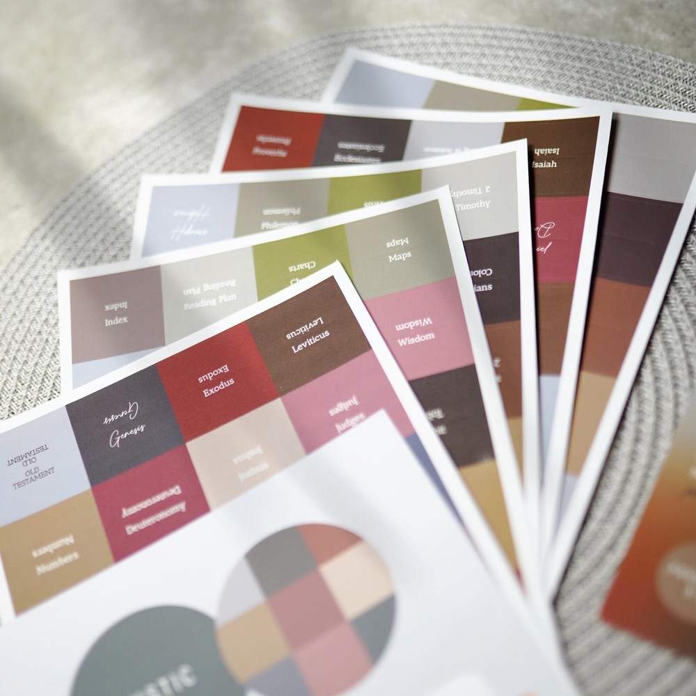 OFFILICIOUS 100 Rustic Soft-Touch, Laminated Bible Book Tabs for Bible Study