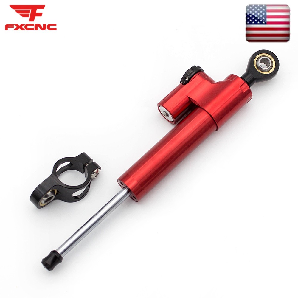 255MM Motorcycle Universal CNC Adjustable Steering Damper Stabilizer Safety Red