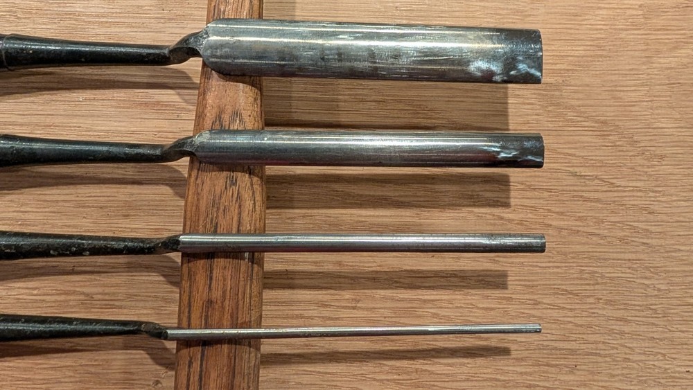 Set Of Four Japanese Kote Nomi Crank Neck Gouges