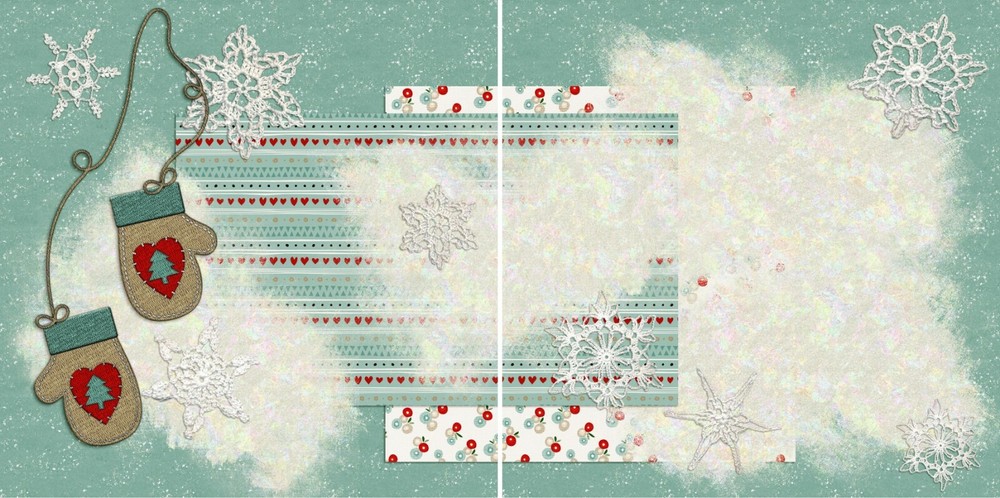 Winter NPM - 2 Premade Scrapbook Pages - EZ Layout 4485