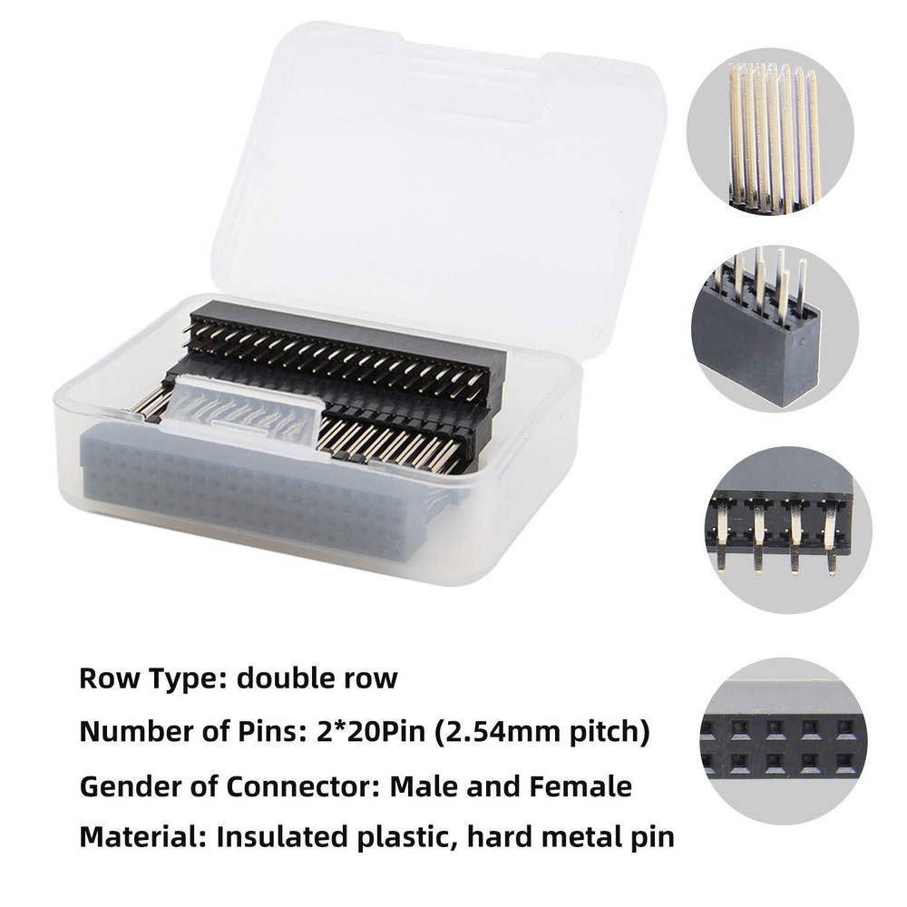 40 Pin Stacking Female Header Kit for Raspberry Pi GPIO Extensions – 2x20 Pack