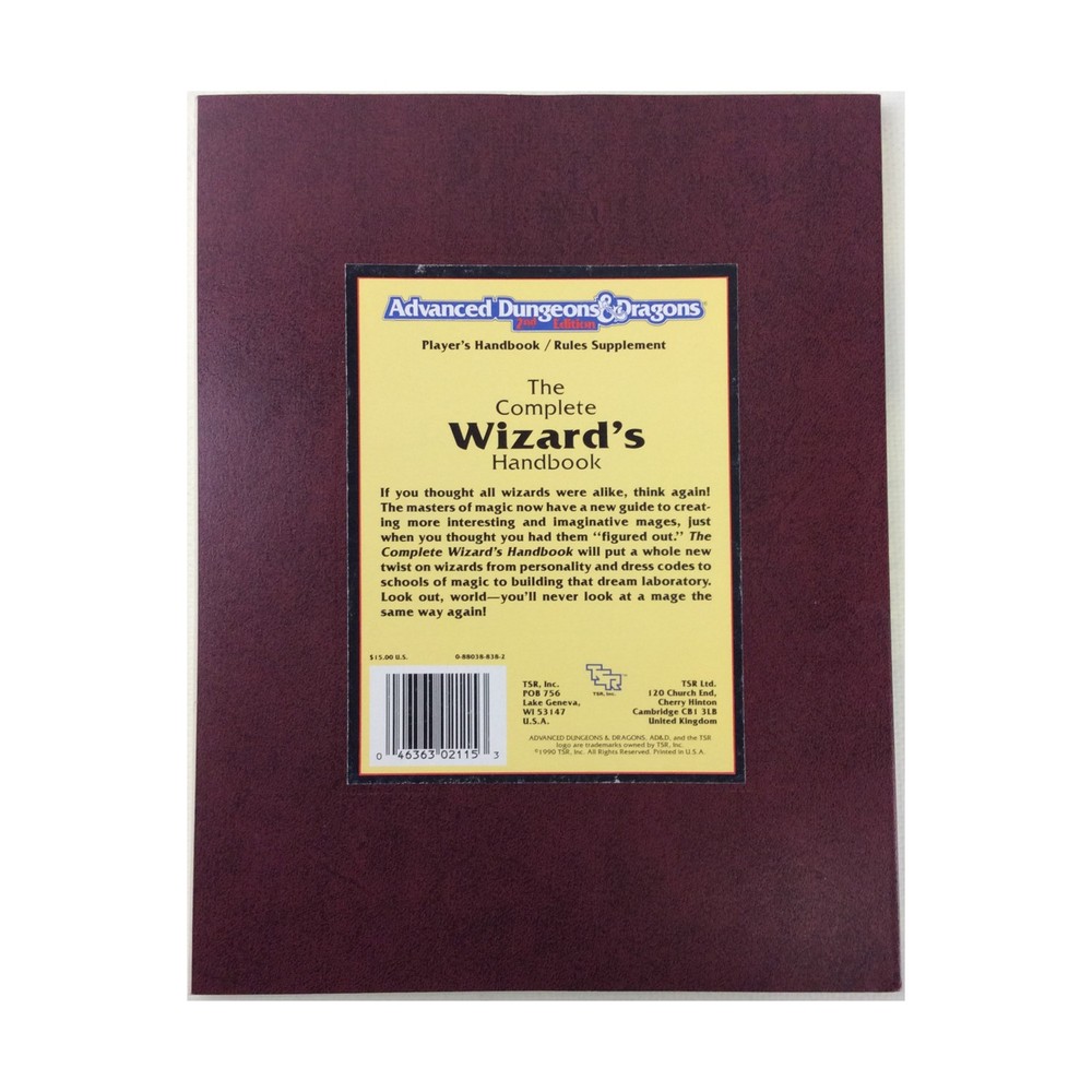 TSR AD&D 2nd Ed Complete Wizard's Handbook (1st) VG