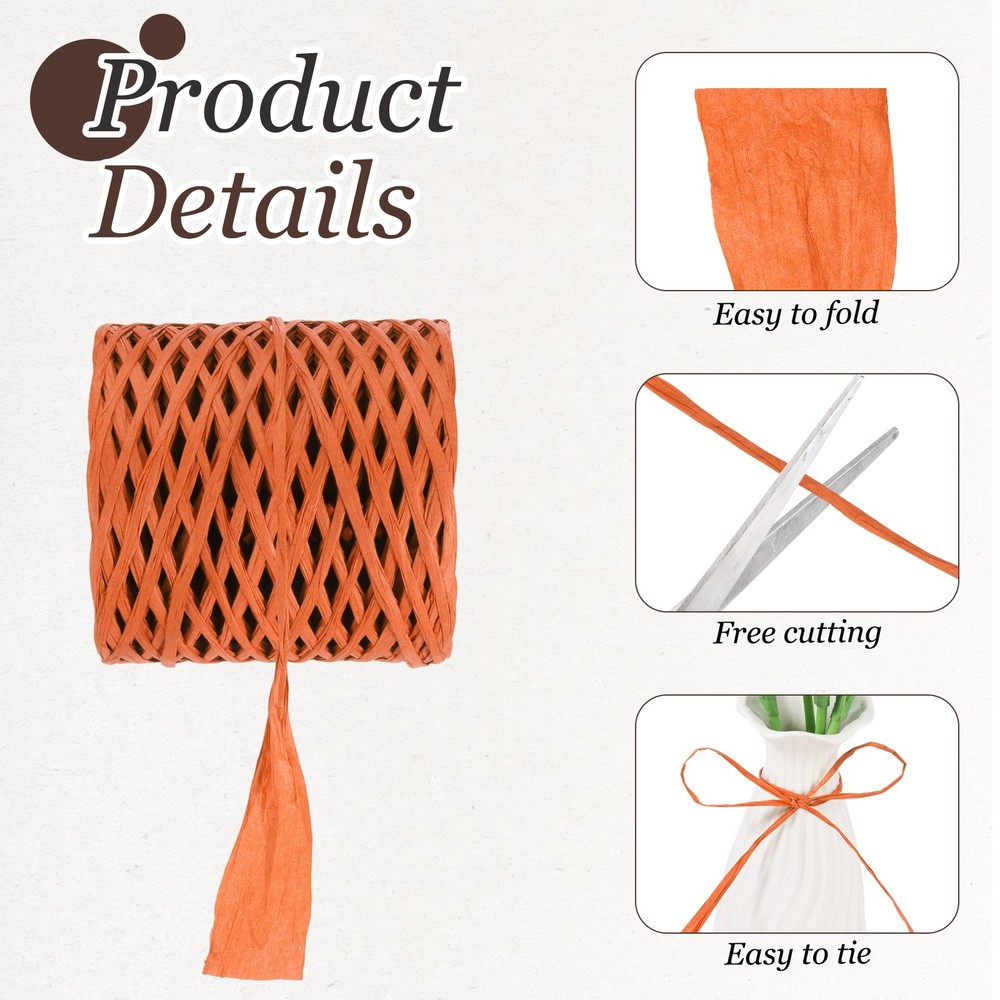 219 Yard Raffia Paper Craft Ribbon, Raffia Twine String, Orange