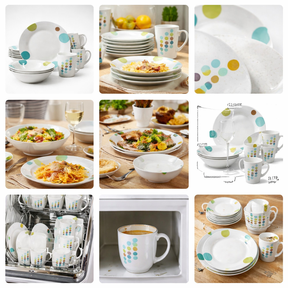 Gibson Home Retro Specks 12 Piece Dinnerware Set