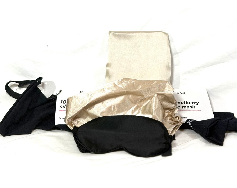 Night Silk Bundle: Shower Cap, Pillow case and Eye Mask