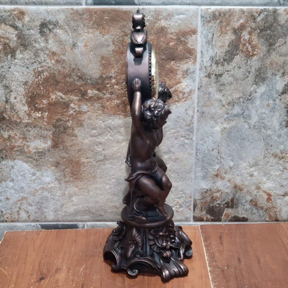 Vintage Bronze Decorative Cherub Clock Home Decor