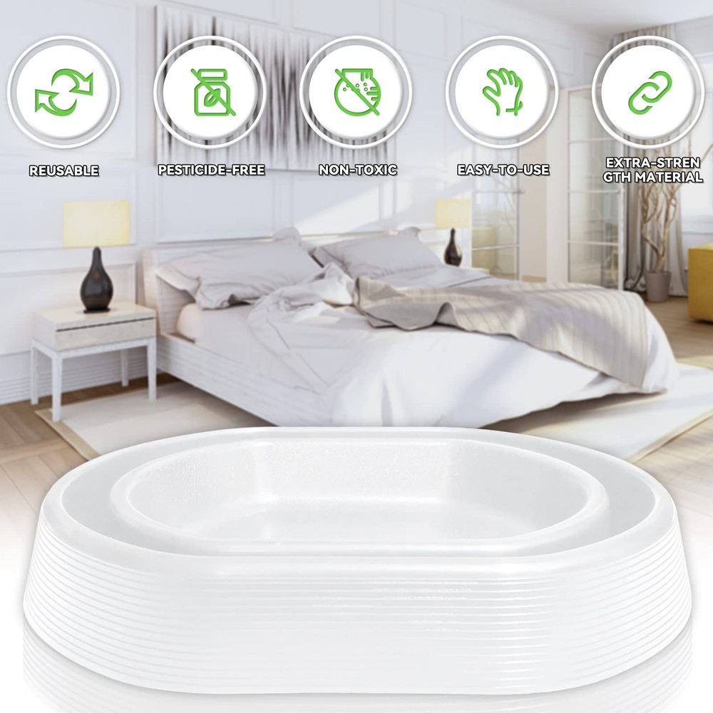 Bed Bug Interceptors Detector Bedbug Traps for Bed Legs (White - 8 Pcs)