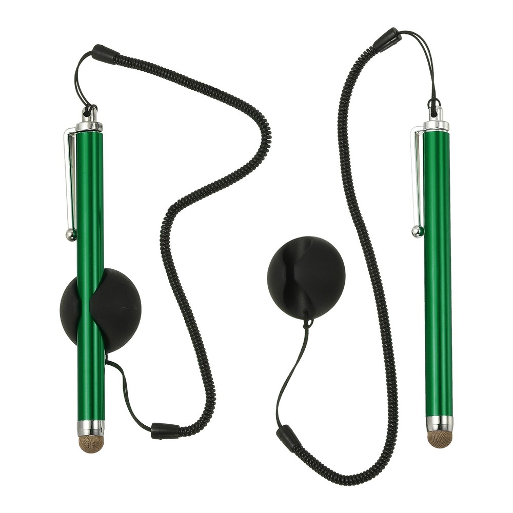 2 Pcs Screen Capacitive Pen with Spring Rope Fixing Dock Green