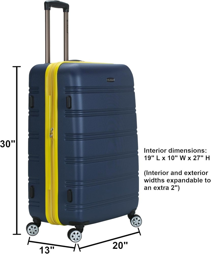 Melbourne Hardside Expandable Spinner Wheel Luggage Navy Checked Large 28