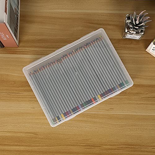 Clear Plastic Storage Box with Flap Lid, Multipurpose Craft Medium-2 Pack