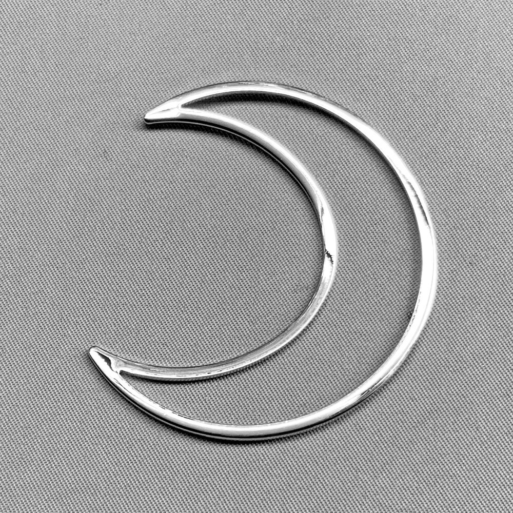 Large Crescent Moon Frame Links 49x40mm Platinum Plated Brass Q2 Per Pkg