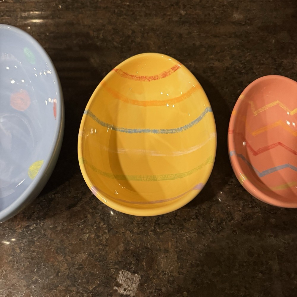 Blossoms & blooms Ceramic Easter Eggs Nesting Bowls Set Of 3 Multicolor Serving