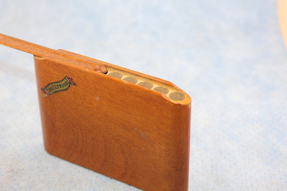 WOODEN CIGARETTE HOLDER CASE SLIDING TOP