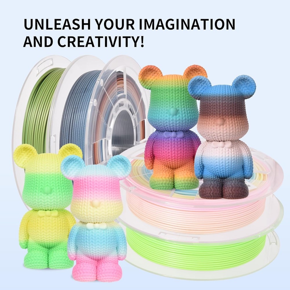 Matte PLA 3D Printer Filament Bundle Upgraded Multicolored Filament 1.75mm 4 ...