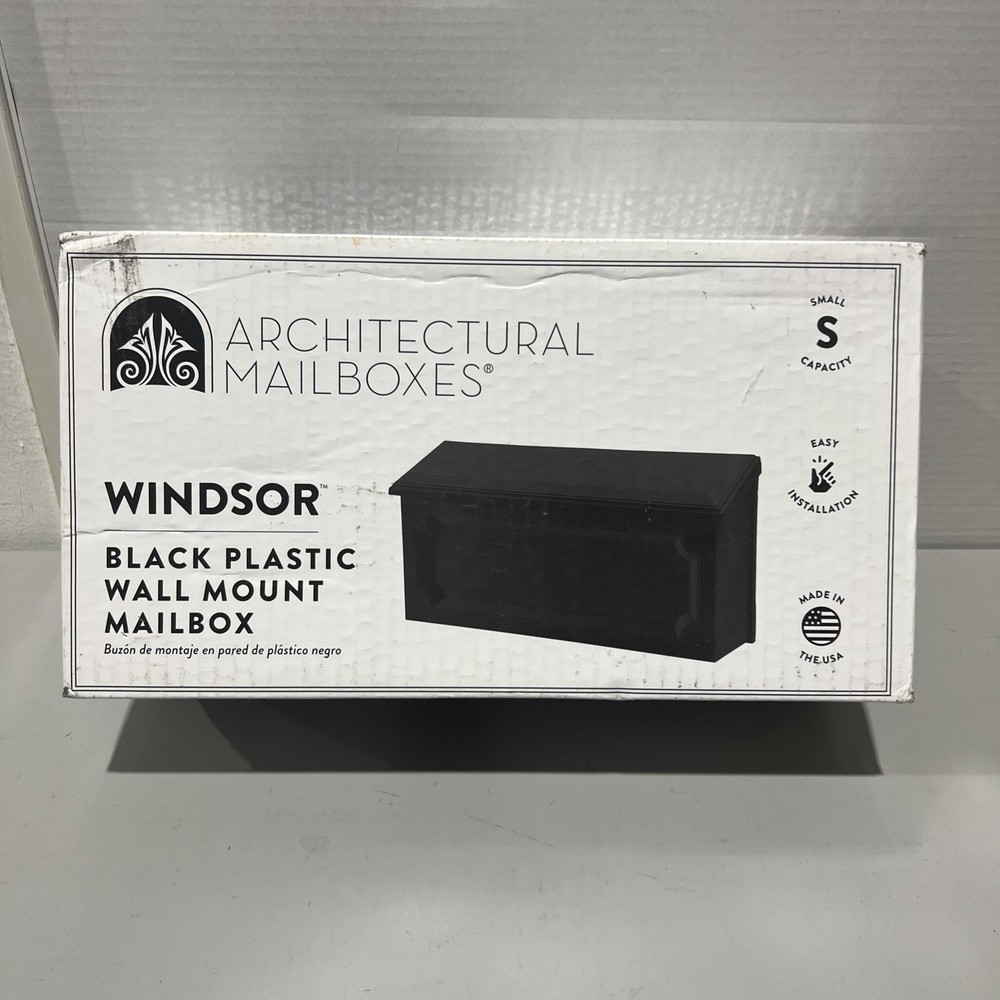 Architectural Mailboxes Windsor Plastic Wall Mount Black Mailbox WMH00BAM
