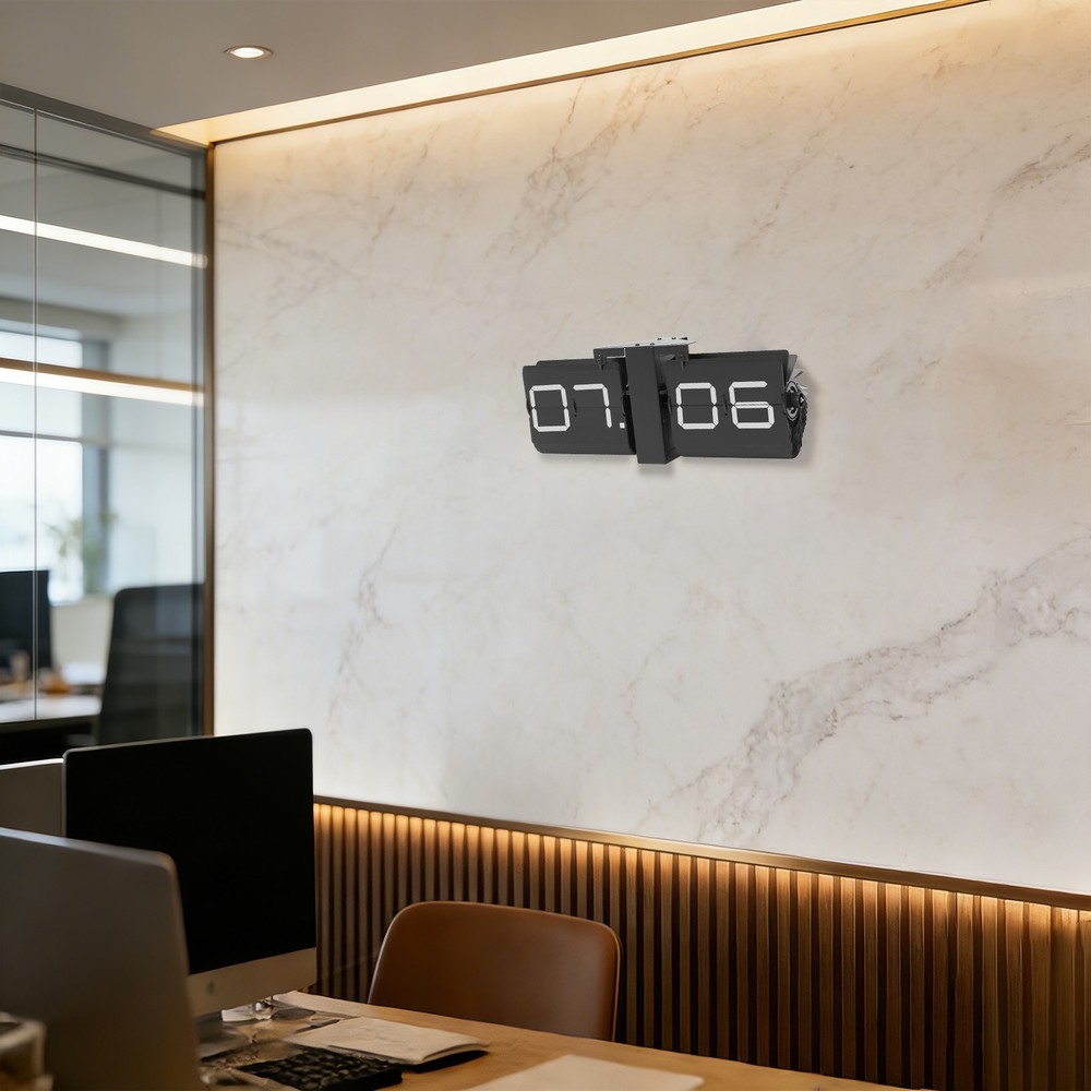 Flip Clock Wall Timer Retro Clock Analog Clock Office Decor Minimalist black