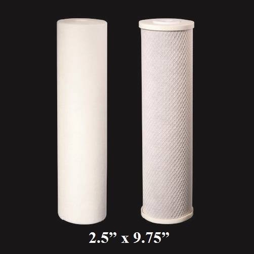 2 Pack RO Replacement Filters 2.5"x9.75" Sediment & CTO Carbon BLUONICS