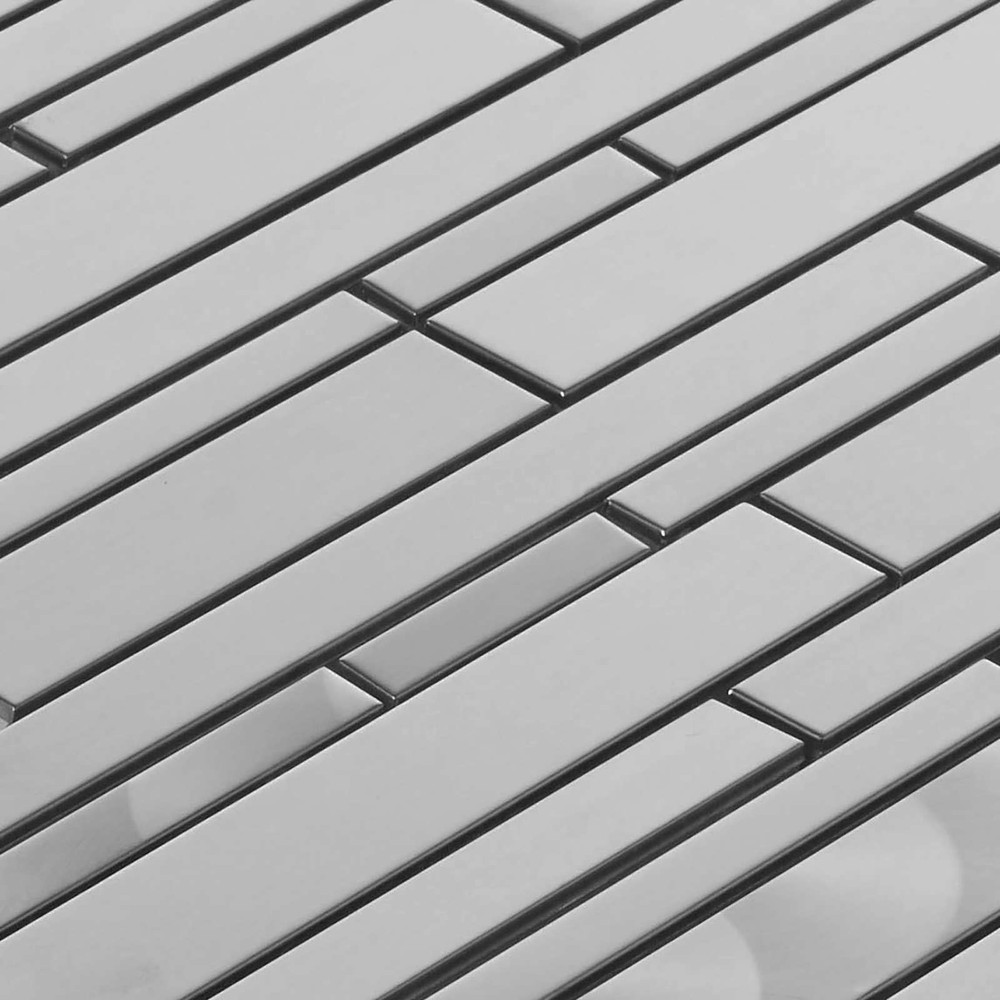 Industrial Stainless Steel Linear Blend Mosaic Wall Tile Kitchen Backsplash